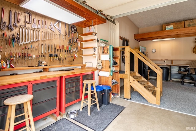 534 Lagrange St, West Lafayette, IN 47906 - interior space featuring a workshop area and stairway
