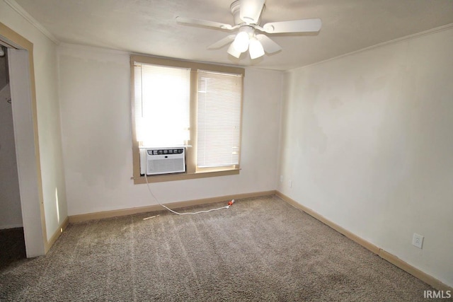 2813 W Franklin St, Evansville, IN 47712 - spare room with crown molding, baseboards, a ceiling fan, and carpet flooring