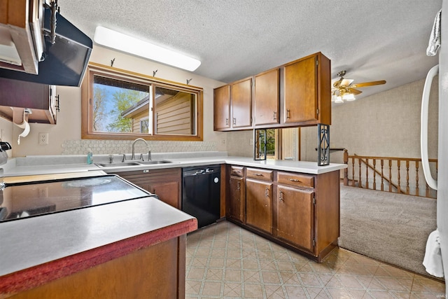2877 County Road 36, Auburn, IN 46706 - kitchen featuring a sink, a ceiling fan, brown cabinets, and dishwasher
