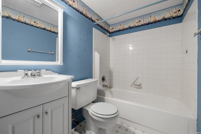 2877 County Road 36, Auburn, IN 46706 - bathroom featuring vanity, washtub / shower combination, and toilet