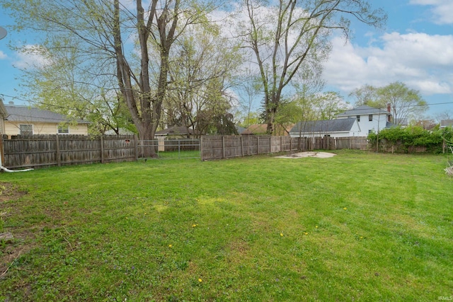 view of yard with a fenced backyard