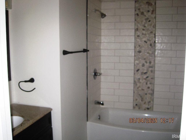 full bathroom featuring shower / bathing tub combination and vanity