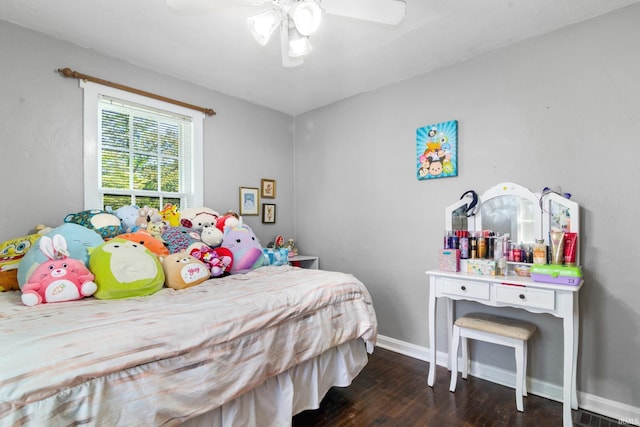 1901 Keck Ave, Evansville, IN 47711 - bedroom with a ceiling fan, baseboards, dark wood finished floors, and visible vents