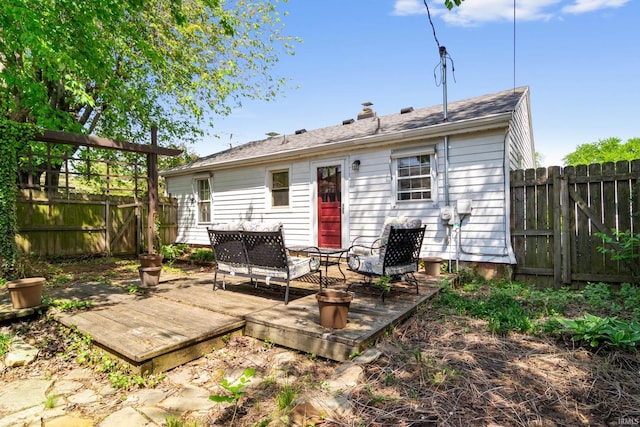1901 Keck Ave, Evansville, IN 47711 - back of house with a wooden deck and a fenced backyard