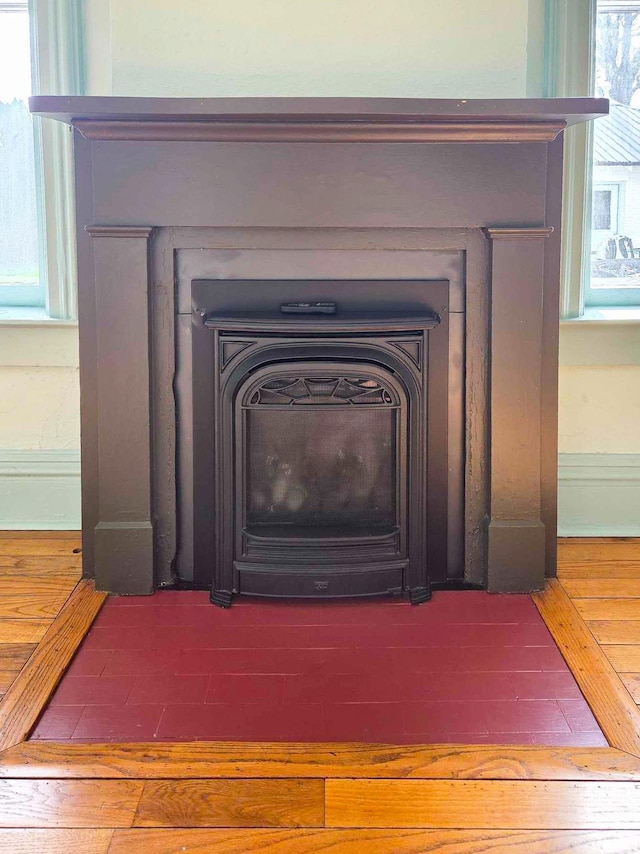 1106 E 5th St, Fowler, IN 47944 - interior details with a fireplace with flush hearth and wood finished floors