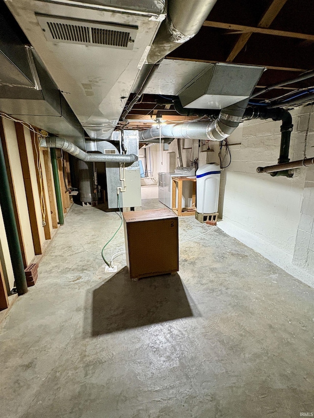 unfinished basement with visible vents
