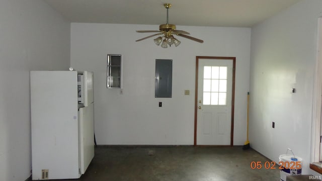 4214 Hunters Trce, Evansville, IN 47715 - interior space with a ceiling fan, concrete flooring, and electric panel