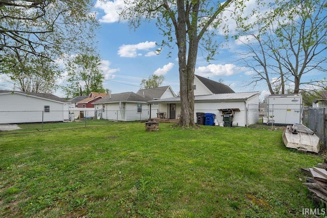 730 S Bell St, Kokomo, IN 46902 - back of house featuring a fenced backyard, a fire pit, and a yard