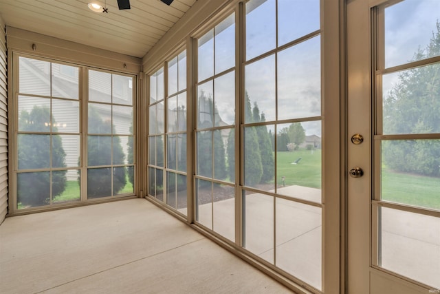 view of unfurnished sunroom