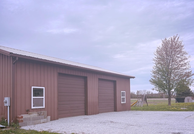 view of detached garage