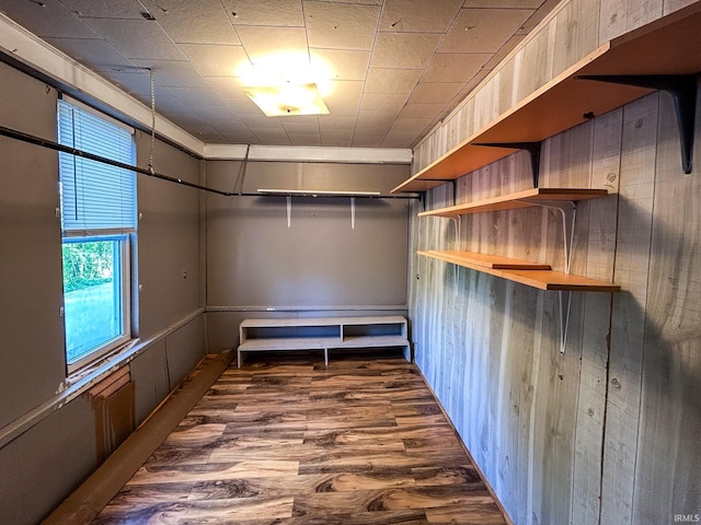 walk in closet featuring wood finished floors