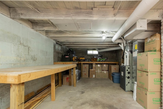below grade area featuring a workshop area