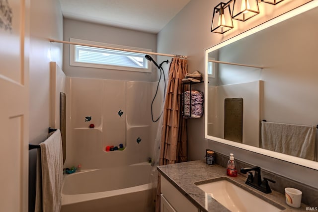 4663 Beringer Dr, Lafayette, IN 47909 - bathroom featuring shower / tub combo with curtain and vanity