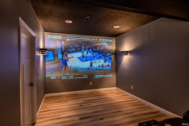 4663 Beringer Dr, Lafayette, IN 47909 - cinema with recessed lighting, baseboards, and wood finished floors