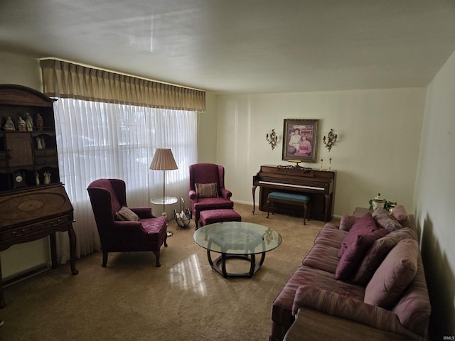 living room with carpet flooring