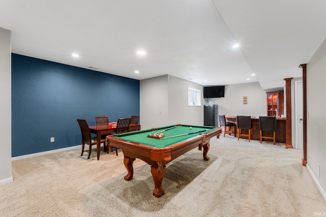 1206 Phaeton Way, Auburn, IN 46706 - recreation room with bar, carpet, recessed lighting, and billiards