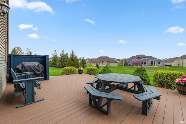 1206 Phaeton Way, Auburn, IN 46706 - wooden deck featuring a yard, a residential view, and outdoor dining space