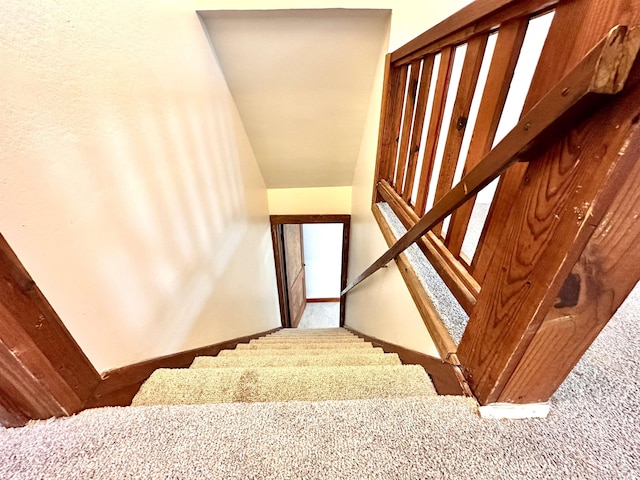 1045 13th St, Tell City, IN 47568 - stairway featuring carpet flooring and baseboards