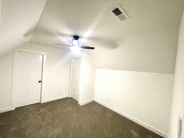 4970 S 700 W, Owensville, IN 47665 - additional living space with lofted ceiling, a ceiling fan, dark carpet, and baseboards