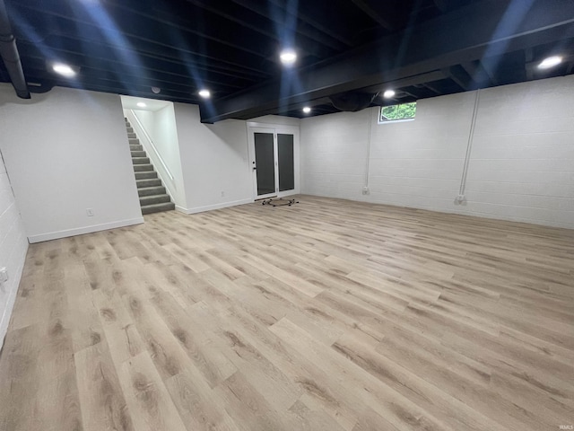 4970 S 700 W, Owensville, IN 47665 - below grade area with wood finished floors and stairway