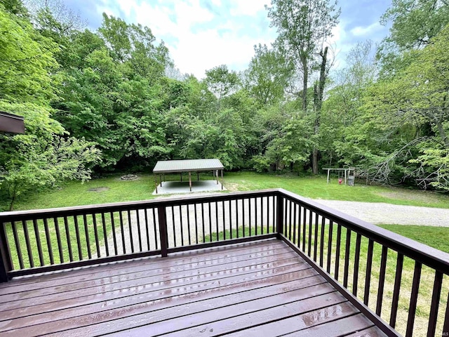 4970 S 700 W, Owensville, IN 47665 - wooden deck featuring a gazebo and a yard