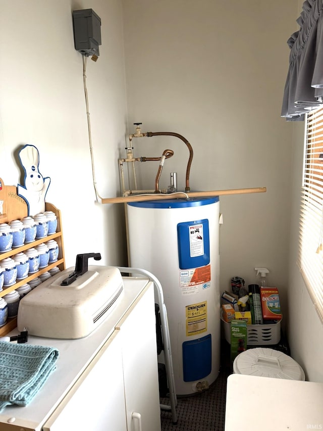 utility room featuring water heater
