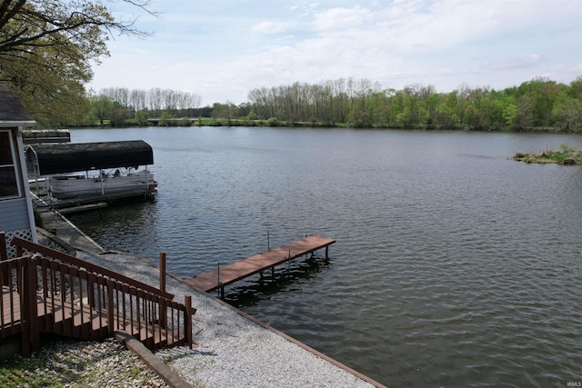 dock area with a water view