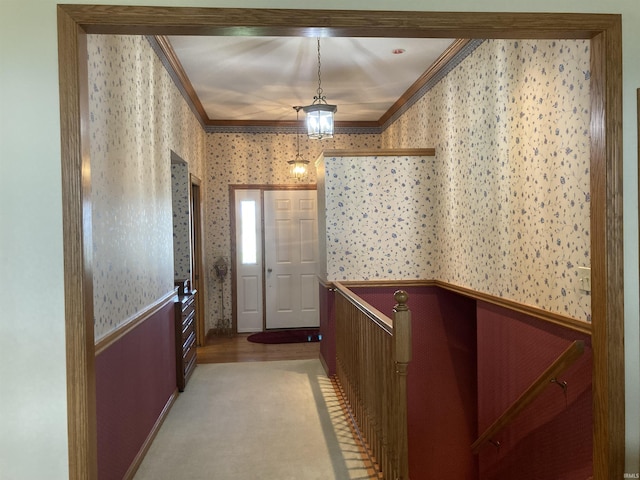 760 N 700 E, Bluffton, IN 46714 - entryway with crown molding, wainscoting, and wallpapered walls