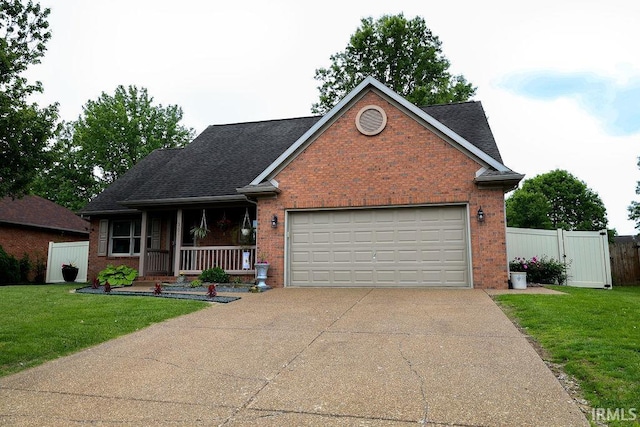 3701 Wethersfield Dr, Evansville, IN 47725 - view of front of house featuring a porch, brick siding, concrete driveway, a garage, and a shingled roof