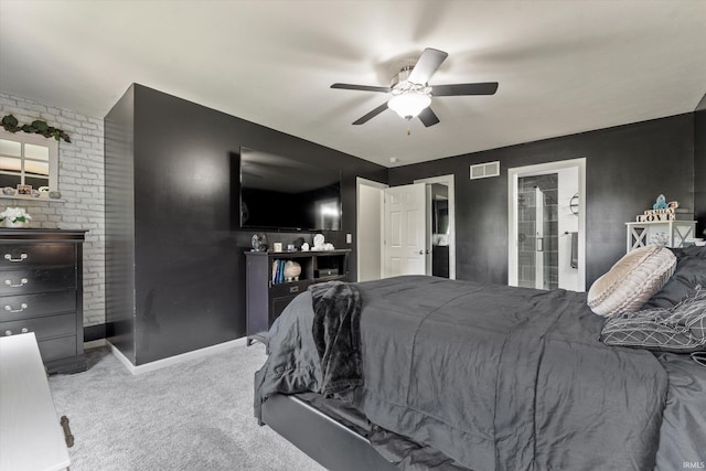 29930 Prairieview Farms Blvd, Elkhart, IN 46514 - bedroom featuring visible vents, carpet floors, baseboards, ensuite bathroom, and a ceiling fan
