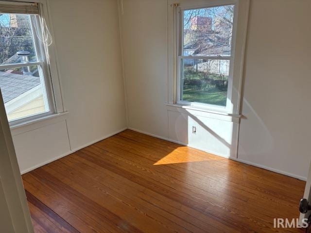 unfurnished room featuring wood finished floors and a healthy amount of sunlight