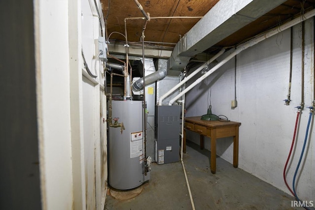 unfinished below grade area with water heater