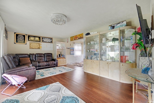 living room with wood finished floors