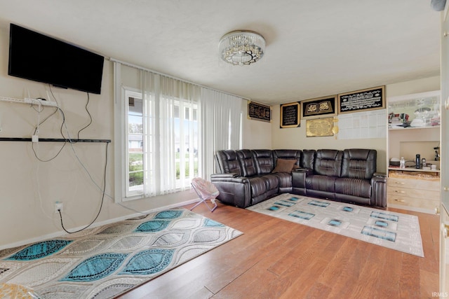 living room with wood finished floors