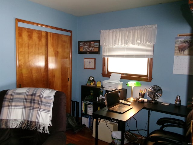 office area featuring wood finished floors