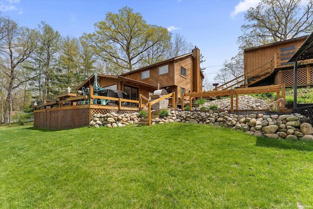 15860 Cook Lake Trl, Plymouth, IN 46563 - view of yard with a wooden deck and stairway