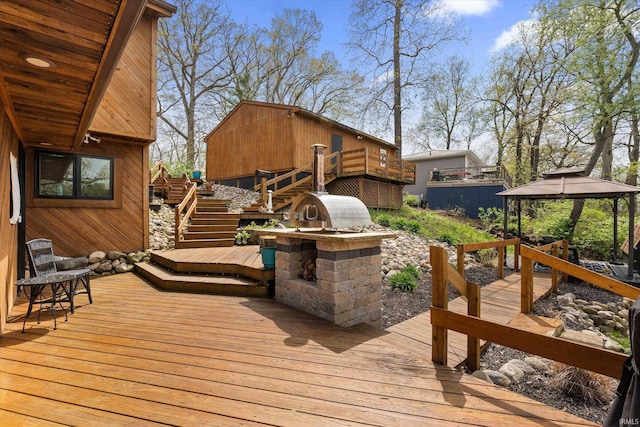 15860 Cook Lake Trl, Plymouth, IN 46563 - wooden deck featuring a gazebo and stairs