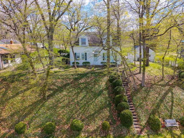view of yard with stairway