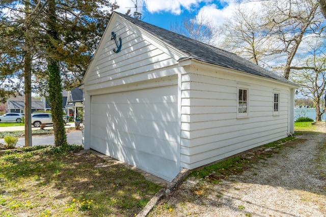 view of detached garage