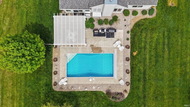 bird's eye view of a pool