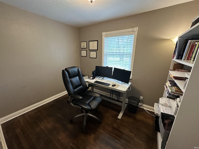 office with wood finished floors and baseboards