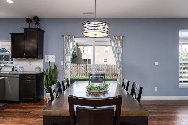 5138 Indigo Ave, Lafayette, IN 47909 - dining space with dark wood finished floors, visible vents, baseboards, and recessed lighting