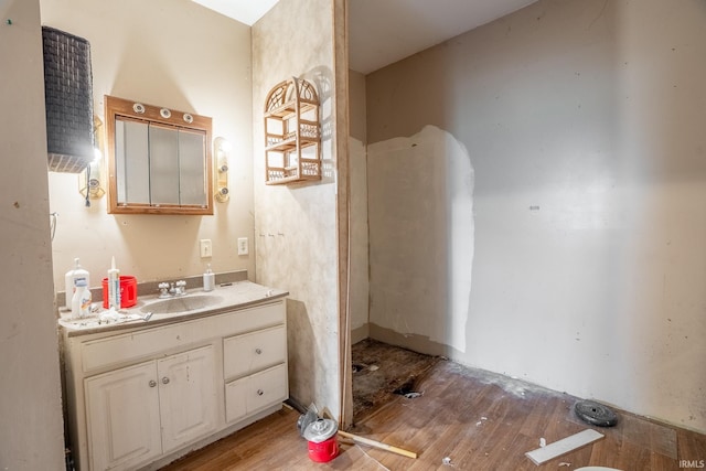 bathroom featuring vanity and wood finished floors