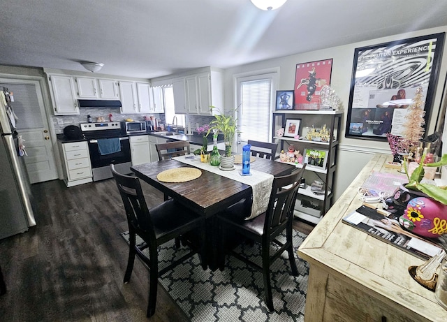 dining room featuring dark wood-style flooring