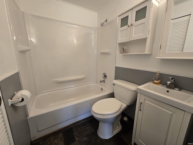 bathroom featuring vanity, toilet, and shower / bathing tub combination