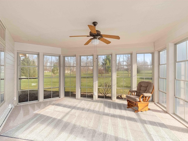 1908 Bent Tree Ct, Auburn, IN 46706 - sunroom / solarium featuring a baseboard radiator and a ceiling fan