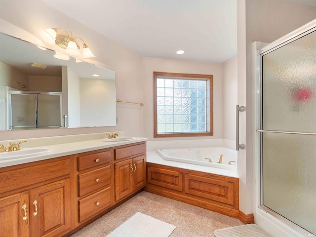 1908 Bent Tree Ct, Auburn, IN 46706 - full bath featuring a shower stall, a garden tub, double vanity, and a sink