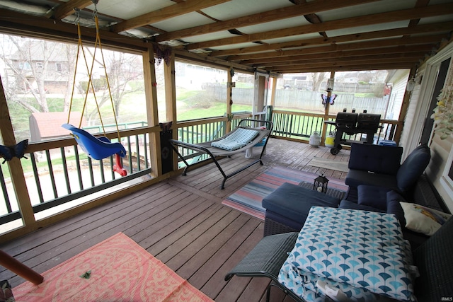 deck featuring fence