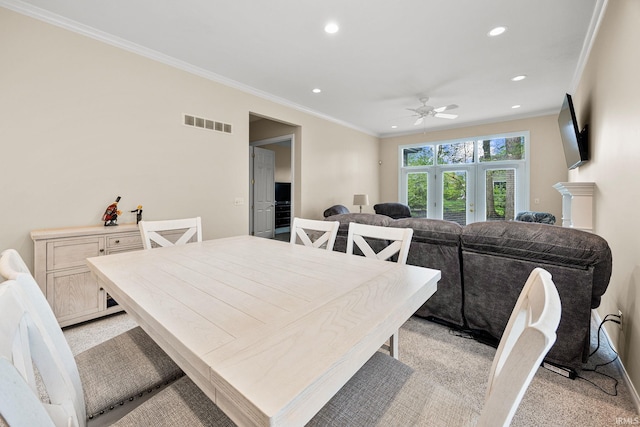 1611 Rockwood Ln, Mishawaka, IN 46545 - dining area featuring recessed lighting, crown molding, and visible vents