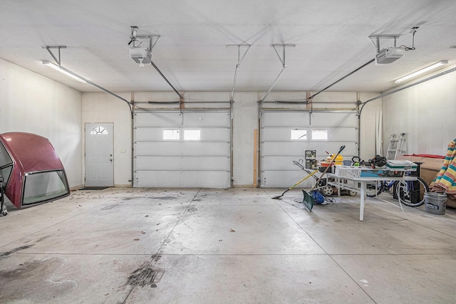 garage with a garage door opener